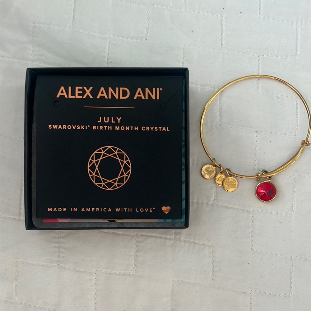 Alex and Ani Gold and Red July birthstone Bracelet